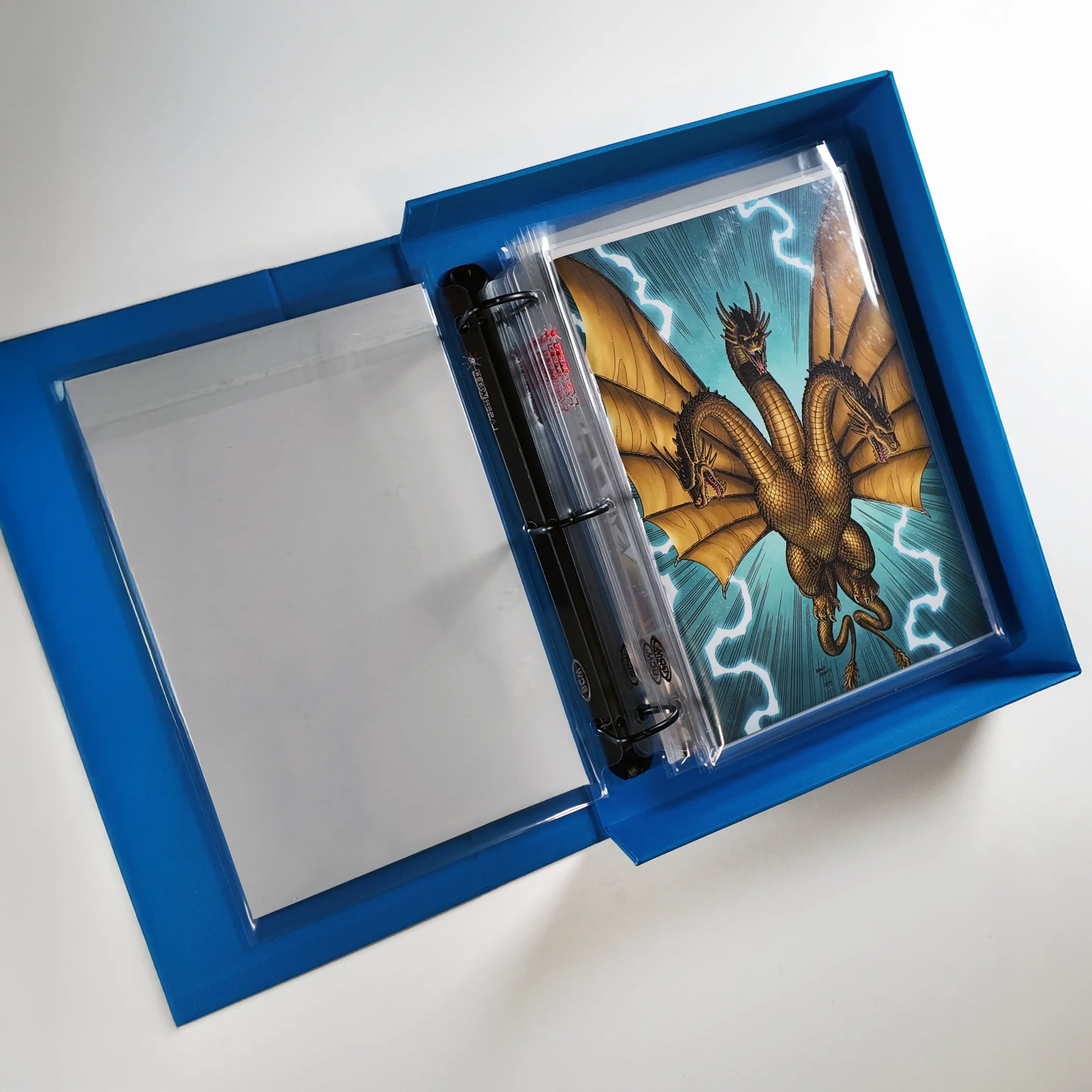 Cover Folio product with blue cover displaying art print