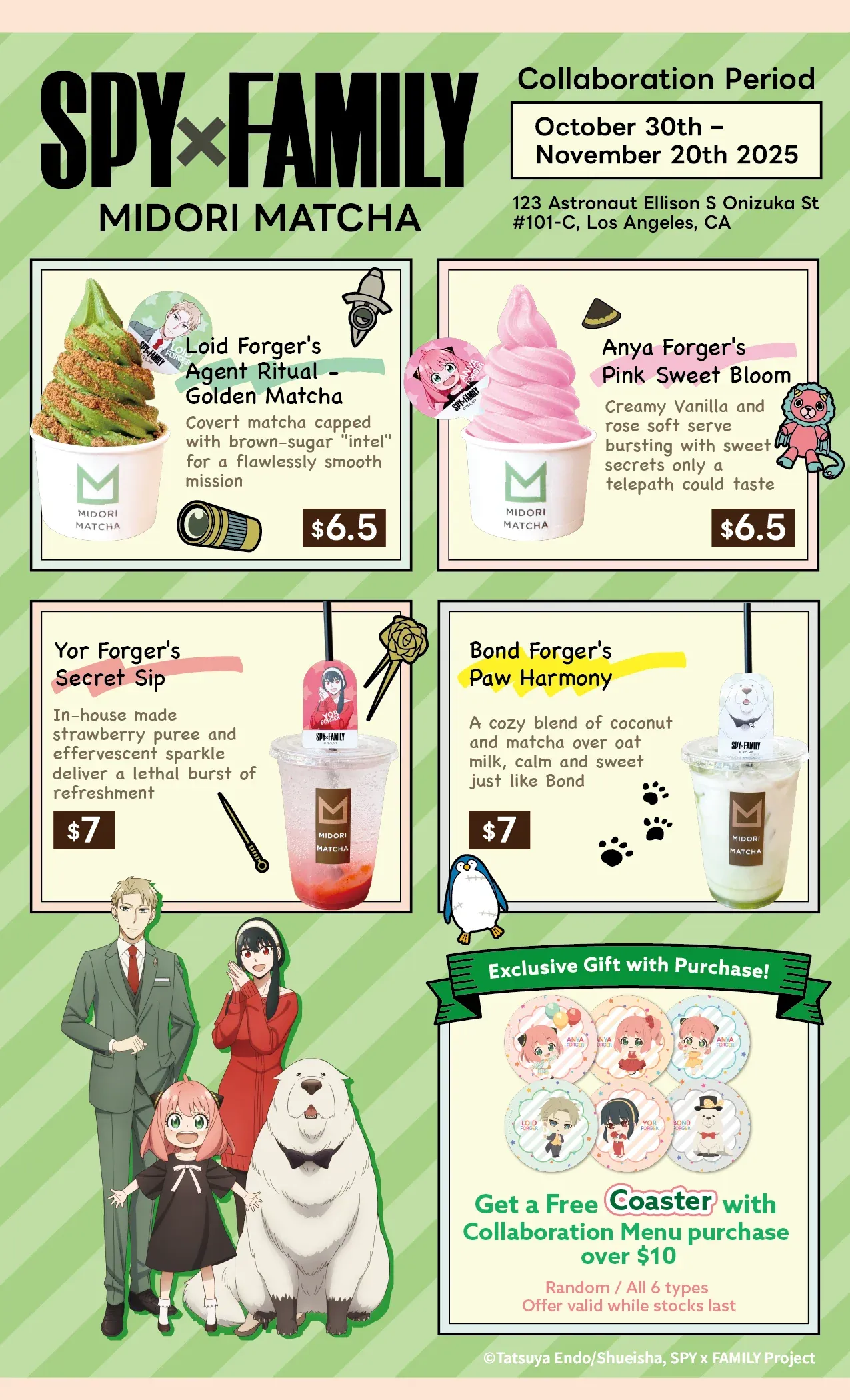 Spy x Family collaboration menu - Forger family drinks